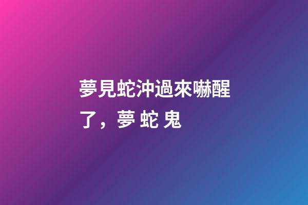 夢見蛇沖過來嚇醒了，夢 蛇 鬼-第1張-觀點-玄機派